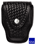 Leather Hinged Handcuff Case - Black